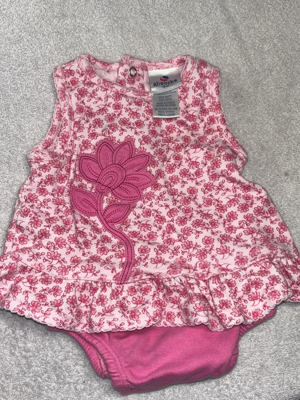 Absorba Pink Floral Diaper Cover Dress with Bodysuit